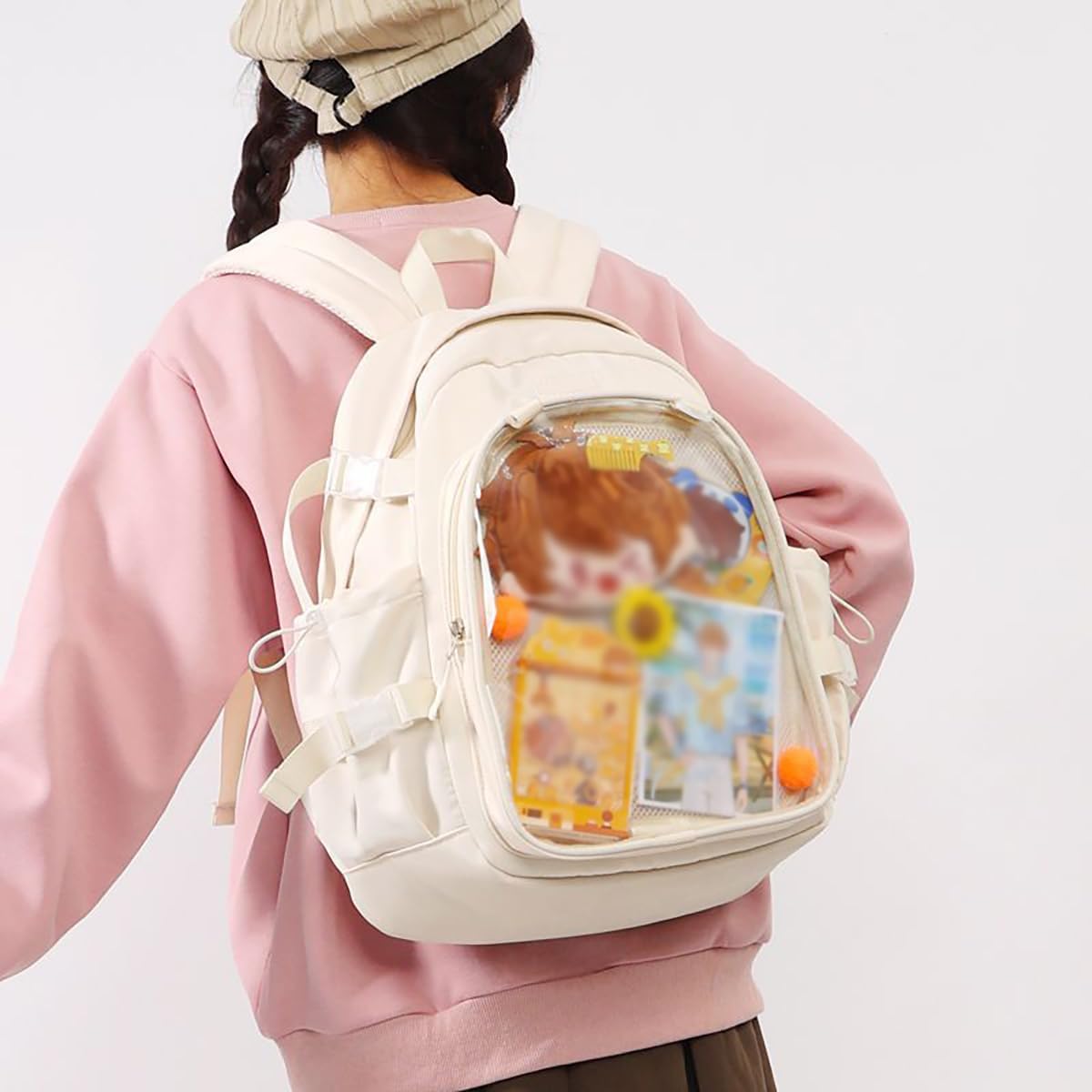 ZJYJING Ita Backpack with Pin Display Insert School Backpack for Girls Cute Ita Bag for Anime Badge Display (Blue) - View 2