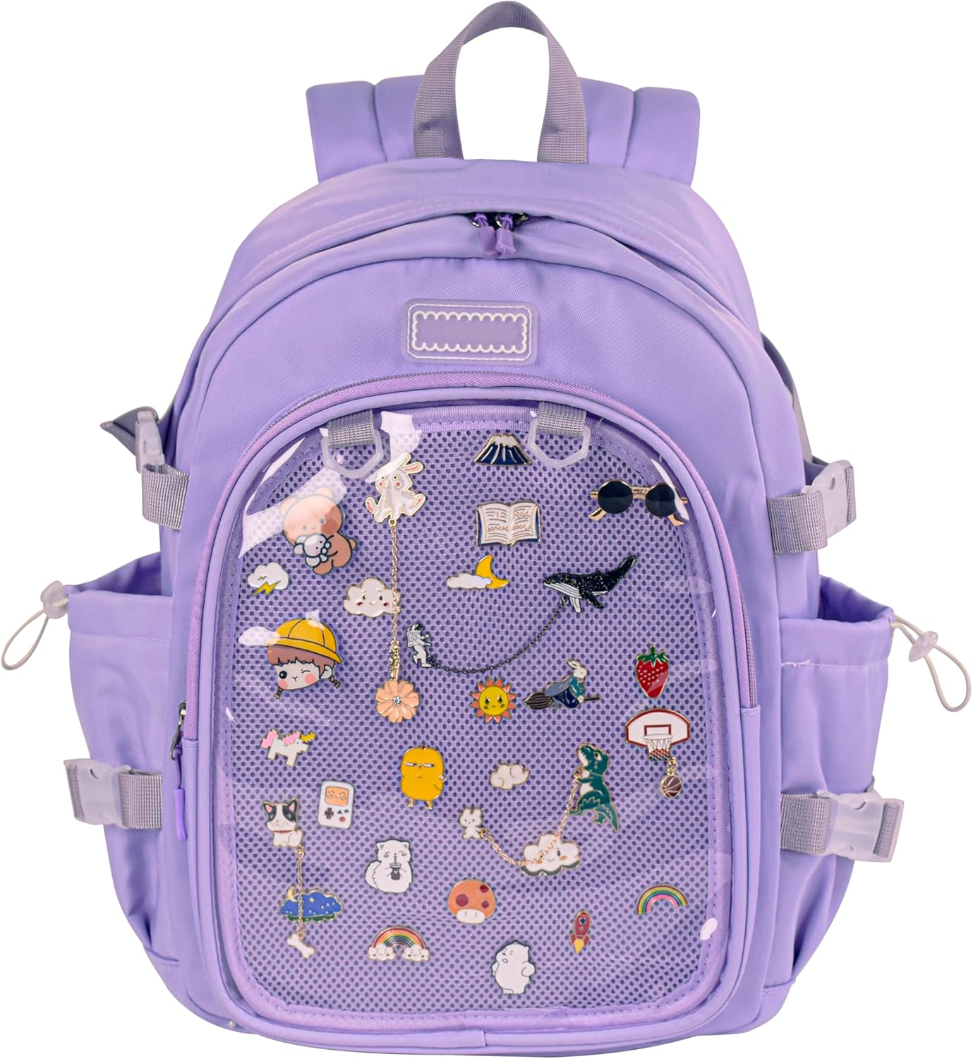 ZJYJING Ita Backpack with Pin Display Insert School Backpack for Girls Cute Ita Bag for Anime Badge Display (Blue)