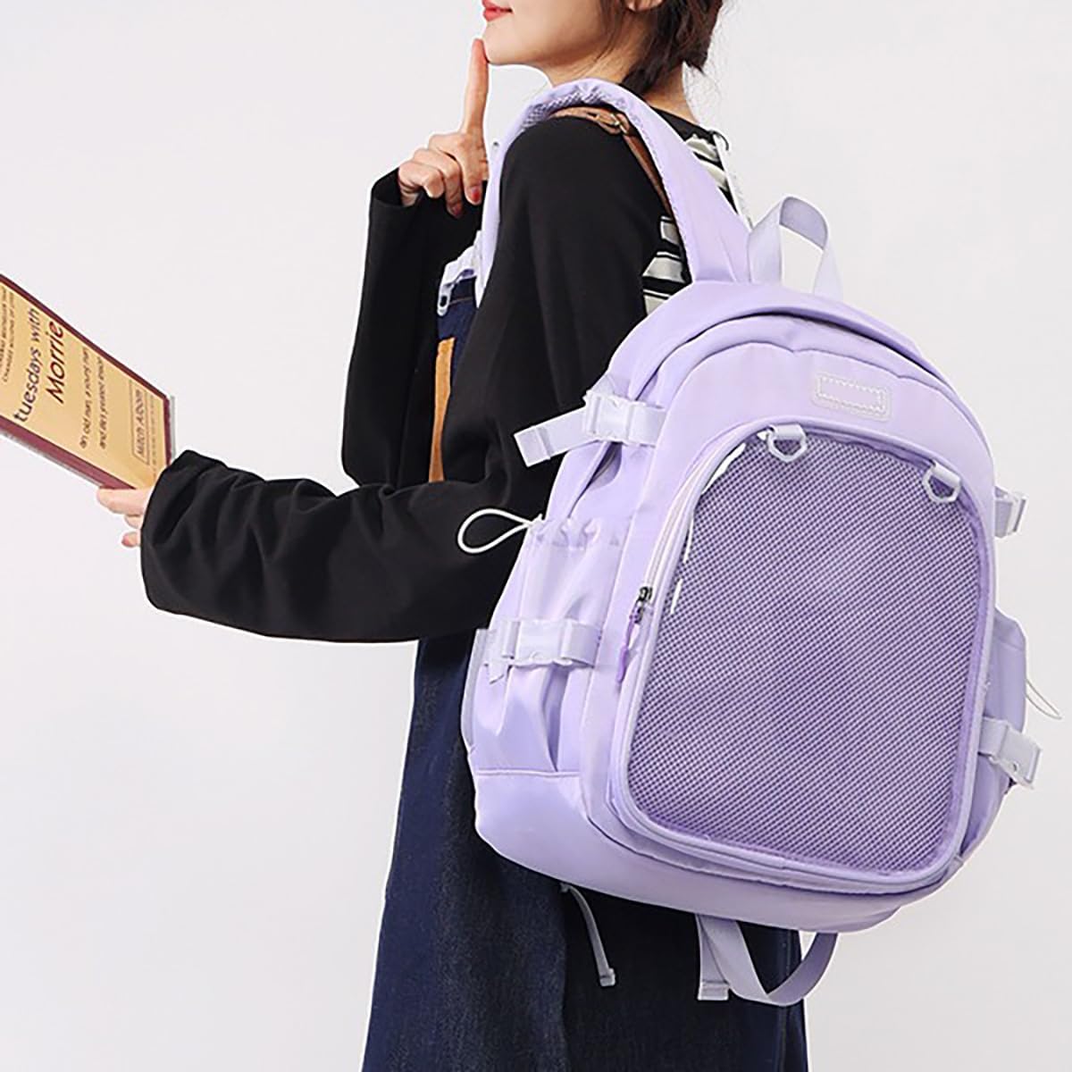 ZJYJING Ita Backpack with Pin Display Insert School Backpack for Girls Cute Ita Bag for Anime Badge Display (Blue) - View 2