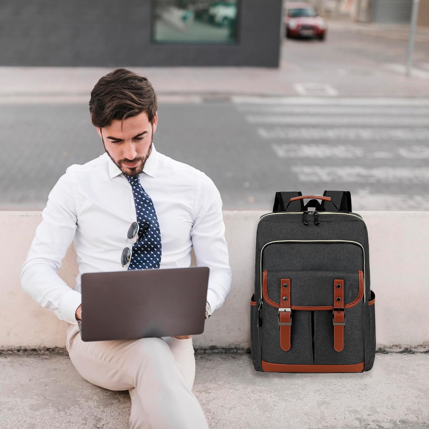 ZJYJING Lightweight Laptop Backpack for Men Women Travel Backpack Fits 15.6" Laptop, Large Capacity Business College Backpack (Blue) - View 2