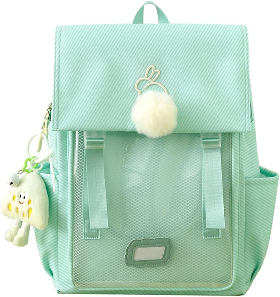 ZJYJING Ita Bag Backpack for Girls Kawaii Japanese Schoolbag Cute Bookbag Anime Pin Display Backpack for Cosplay (Green)