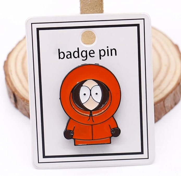 Cartoon characters around Kenny necklace pin set, cute and durable boy and girl daily collocation necklace pin two-piece set (Orange) - View 2