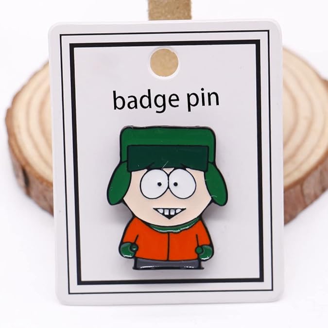 Cartoon characters around Kenny necklace pin set, cute and durable boy and girl daily collocation necklace pin two-piece set (Orange) - View 2