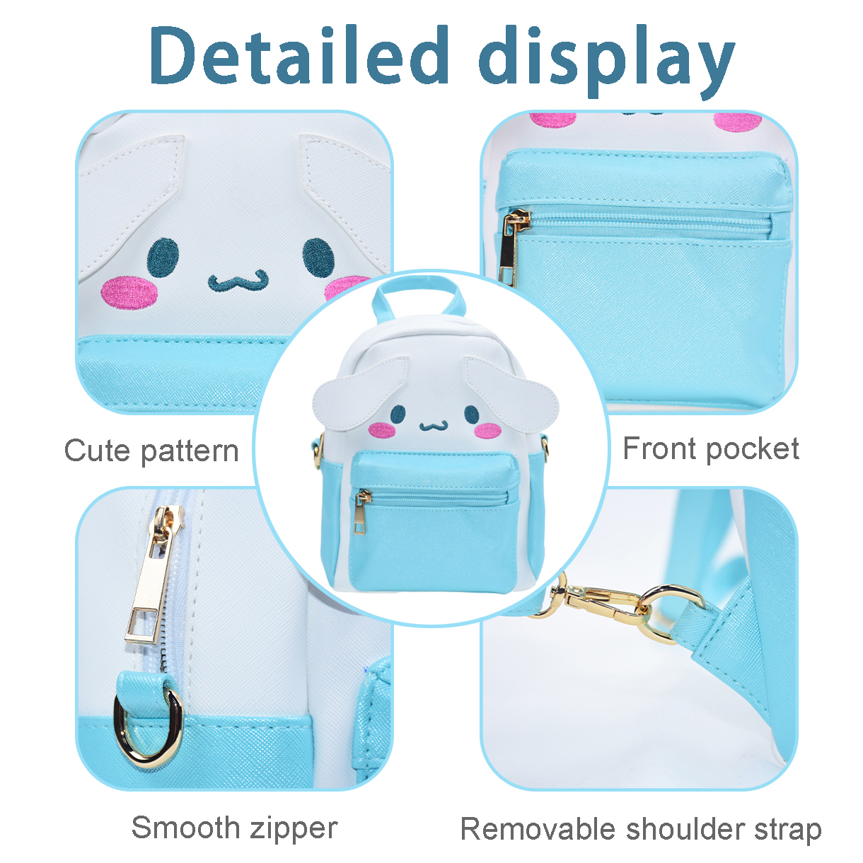 Anime Cartoon Mini Cute Backpack PU Shoulder Bag Handbag Kids Girls Cosplay (bule) - View 2