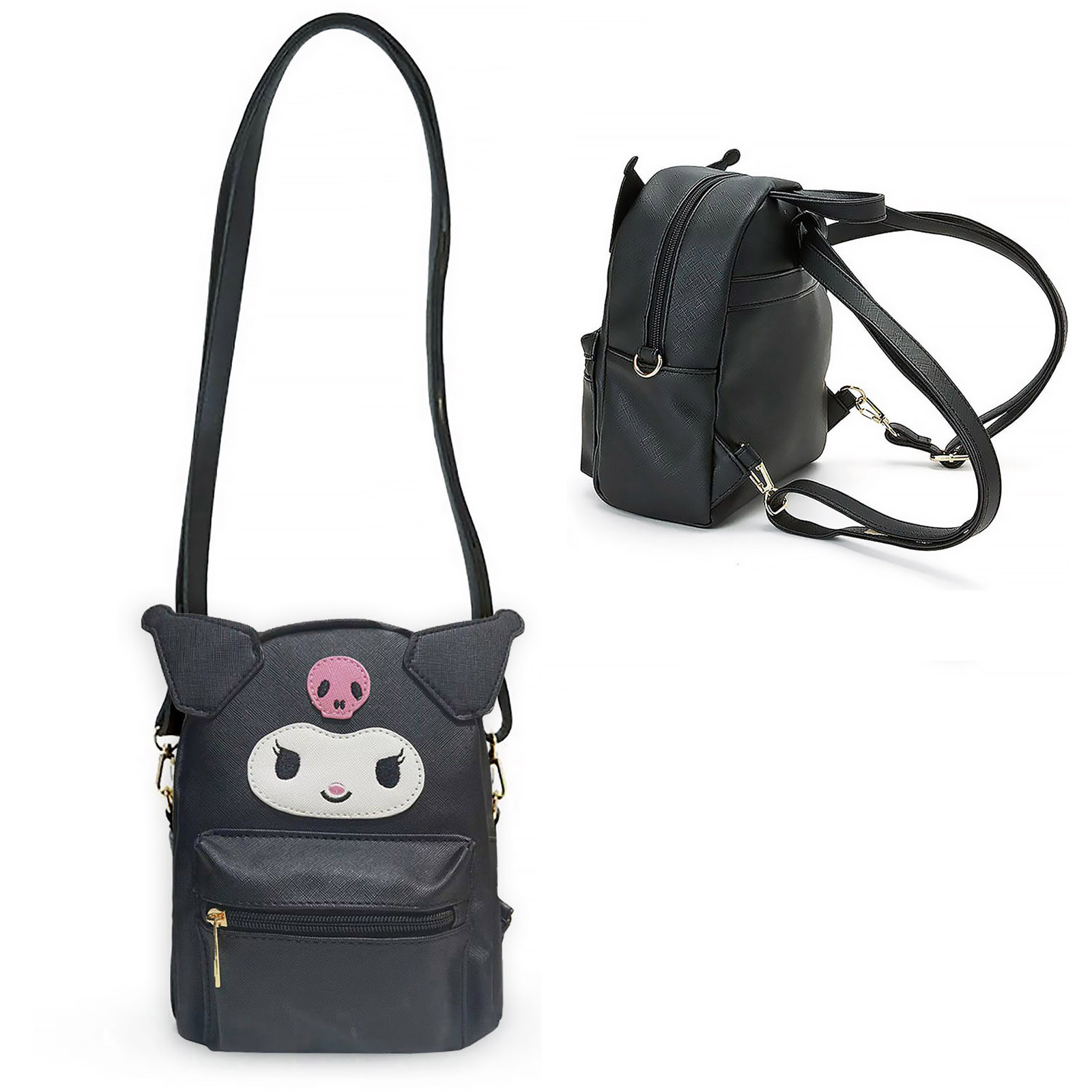 Anime Cartoon Mini Cute Backpack PU Shoulder Bag Handbag Kids Girls Cosplay (black)
