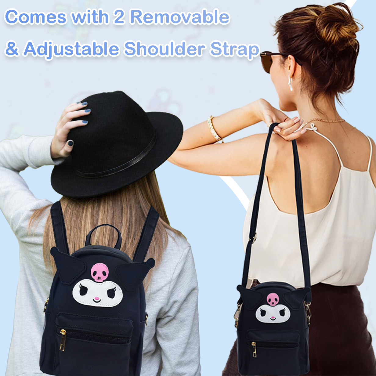 Anime Cartoon Mini Cute Backpack PU Shoulder Bag Handbag Kids Girls Cosplay (black) - View 2