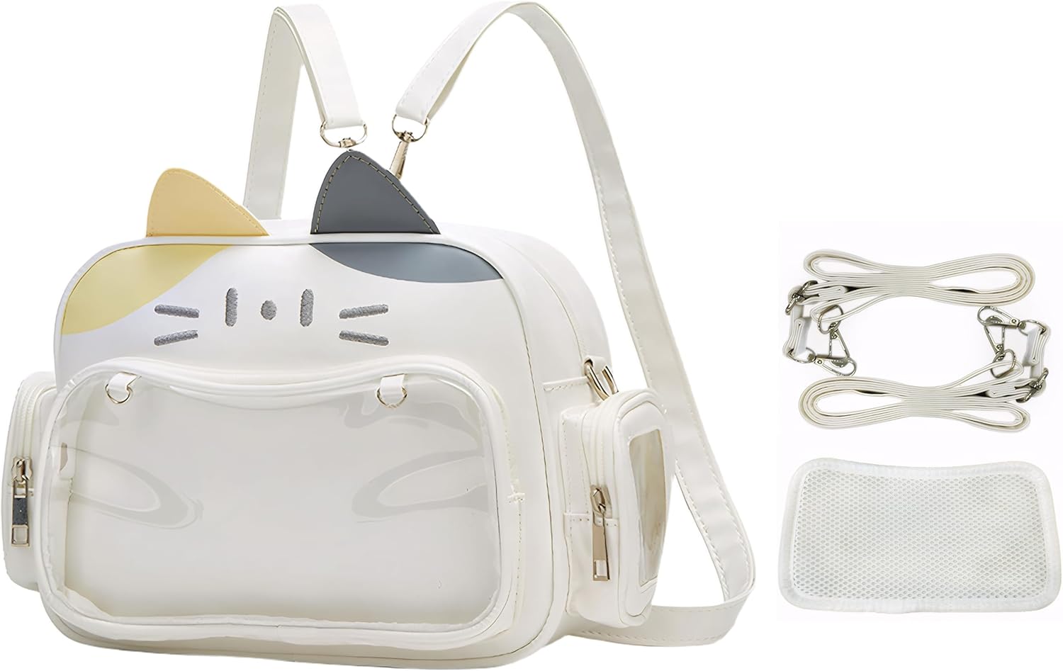 Kawaii Ita Bag Cat Backpack Y2k Girl Japanese School Bag Anime Shoulder Crossbody with Pin Display (Yellow)