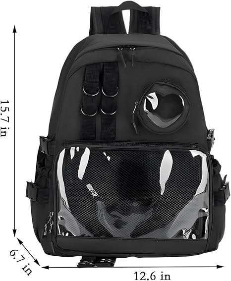Ita Bag Preppy Backpack with Pin Display Insert for School Anime Cosplay (Black) - View 2
