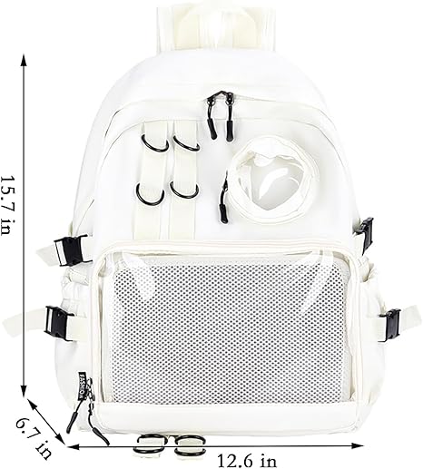 Ita Bag Preppy Backpack with Pin Display Insert for School Anime Cosplay (White) - View 2