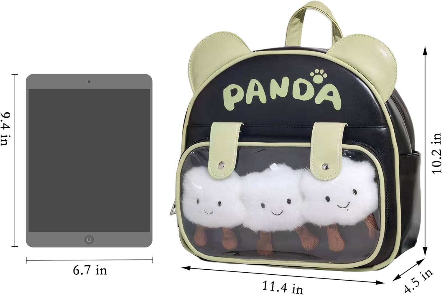 Ita Bag Pin Display Backpack for Kids Girls Cute Panda Mini Bag Kawaii Cartoon Backpack for School (Black) - View 2
