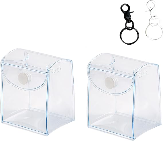 2 PCS Square Keychain Pouch Ita Bag Accessories Clear Display Case for Figures Bag Charms Small Pendant
