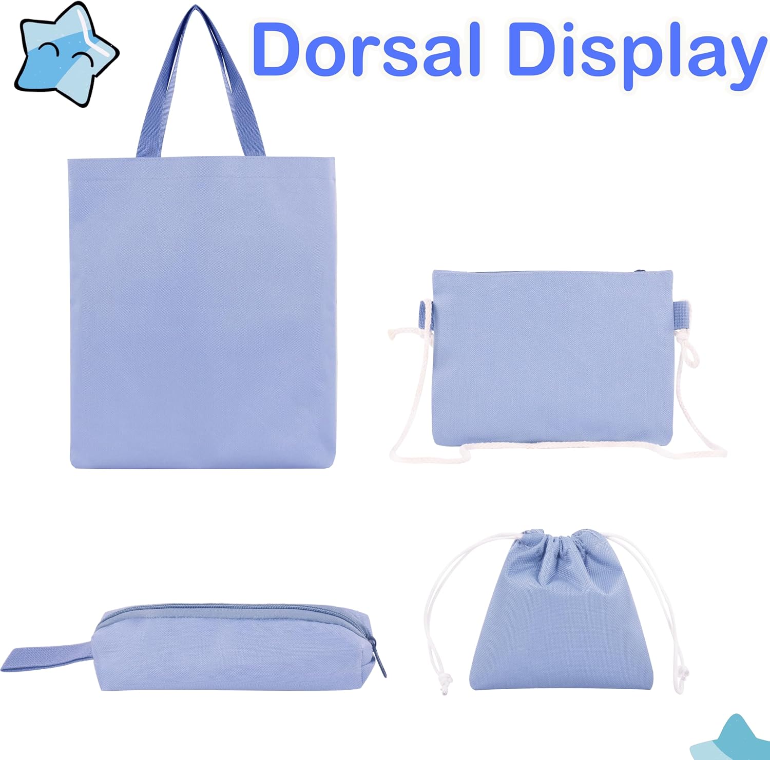 Kawaii Backpack for Girls 5 Pcs School Bookbag Cuet Kids Schoolbag with Accessories Crossbody Bags Pencil Case Handbag Coin Purse (Blue) - View 6