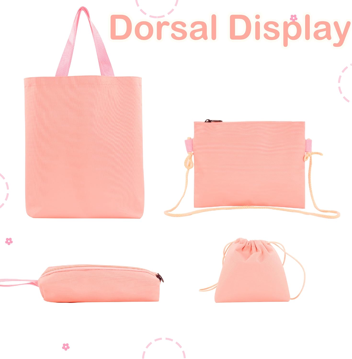 Kawaii Backpack for Girls 5 Pcs School Bookbag Cuet Kids Schoolbag with Accessories Crossbody Bags Pencil Case Handbag Coin Purse (Pink) - View 10