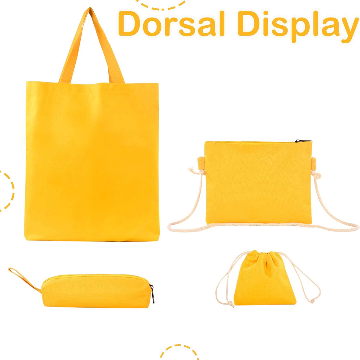 Kawaii Backpack for Girls 5 Pcs School Bookbag Cuet Kids Schoolbag with Accessories Crossbody Bags Pencil Case Handbag Coin Purse (Yellow) - View 3