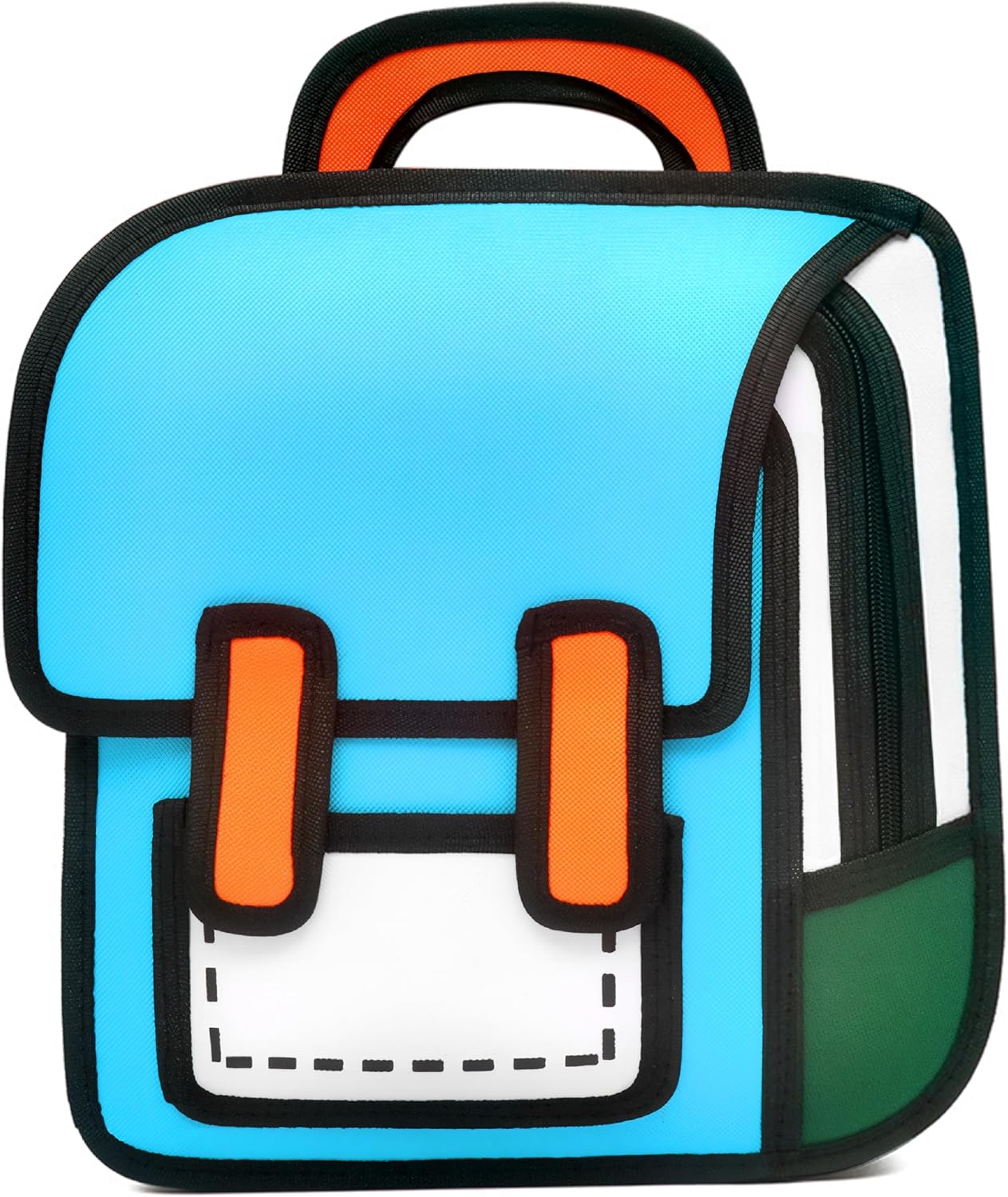 Kids Kawaii Backpack for Boys Girls Cute Toddler 2D Cartoon Comic Paper Jump Bookbag Fun Weird School Schoolbag (Blue, Large)