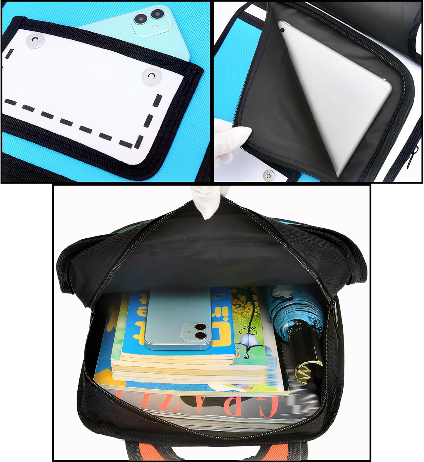 Kids Kawaii Backpack for Boys Girls Cute Toddler 2D Cartoon Comic Paper Jump Bookbag Fun Weird School Schoolbag (Blue, Large) - View 5