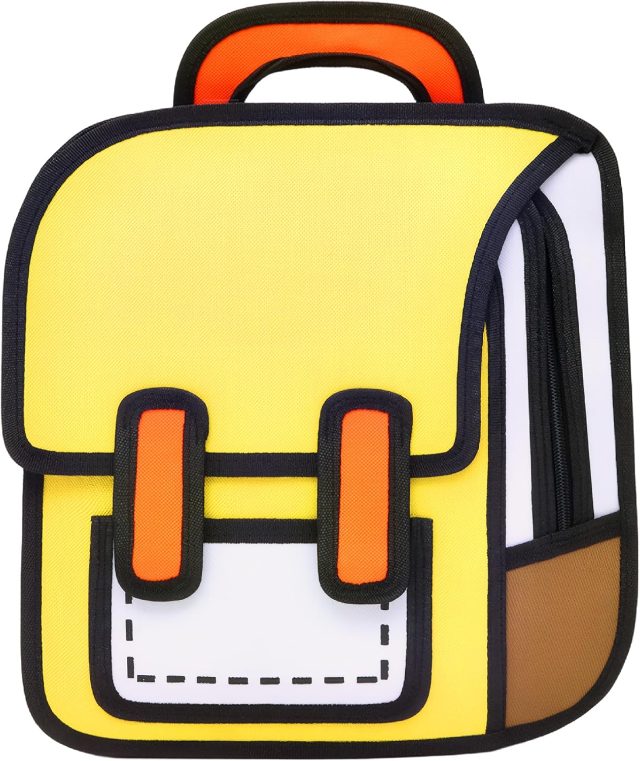 Kids Kawaii Backpack for Boys Girls Cute Toddler 2D Cartoon Comic Paper Jump Bookbag Fun Weird School Schoolbag (Yellow, Large)