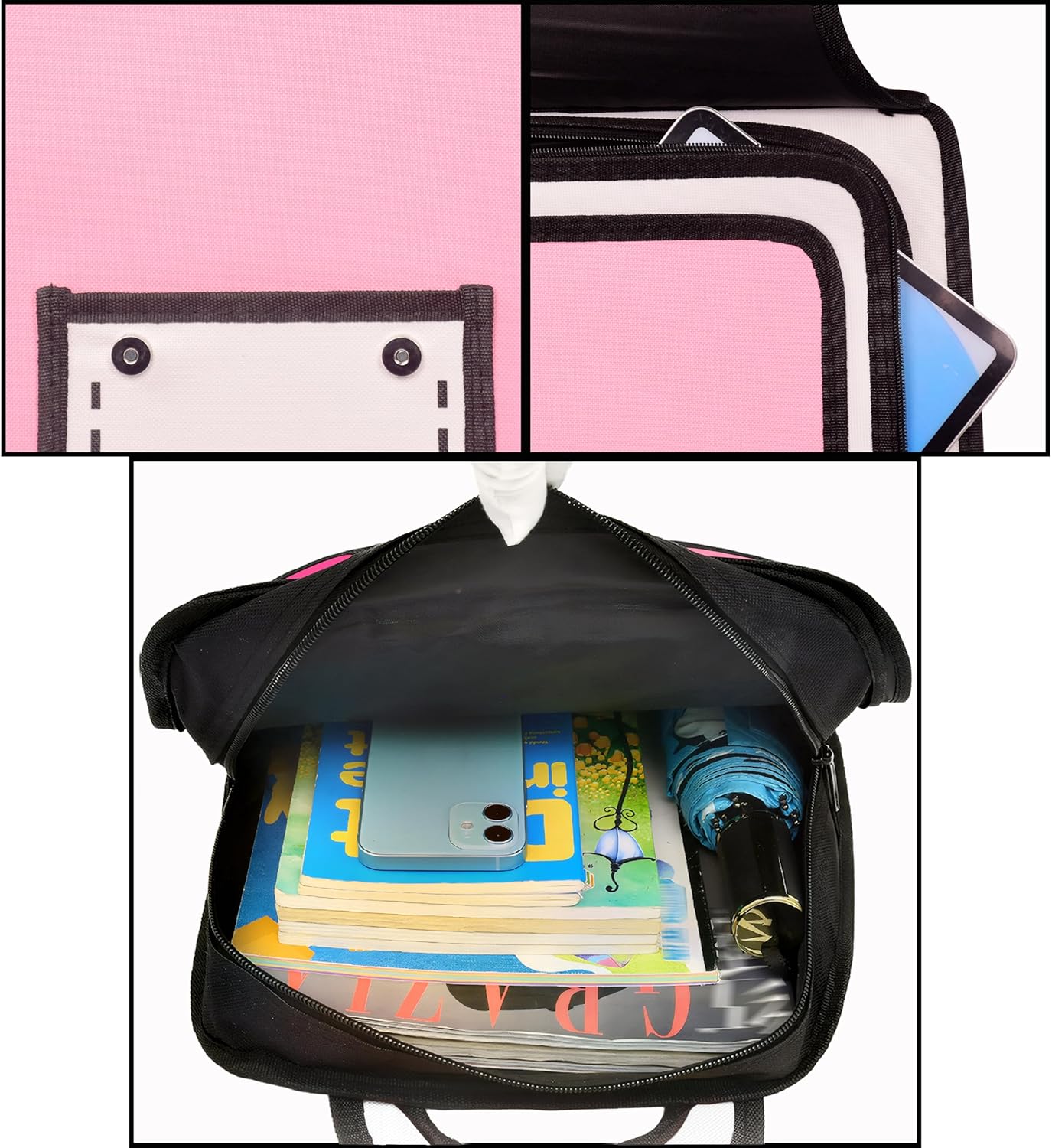 Kids Kawaii Backpack for Girls Cute Toddler 2D Cartoon Comic Paper Jump Bookbag Fun Weird School Schoolbag (Pink, Small) - View 8