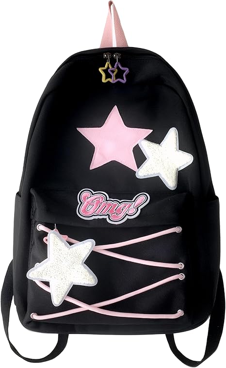 Y2K Backpack for Girls Cute Accessories Preppy Star Bookbag Kawaii Aesthetic Daypack Shoolbag Backpack