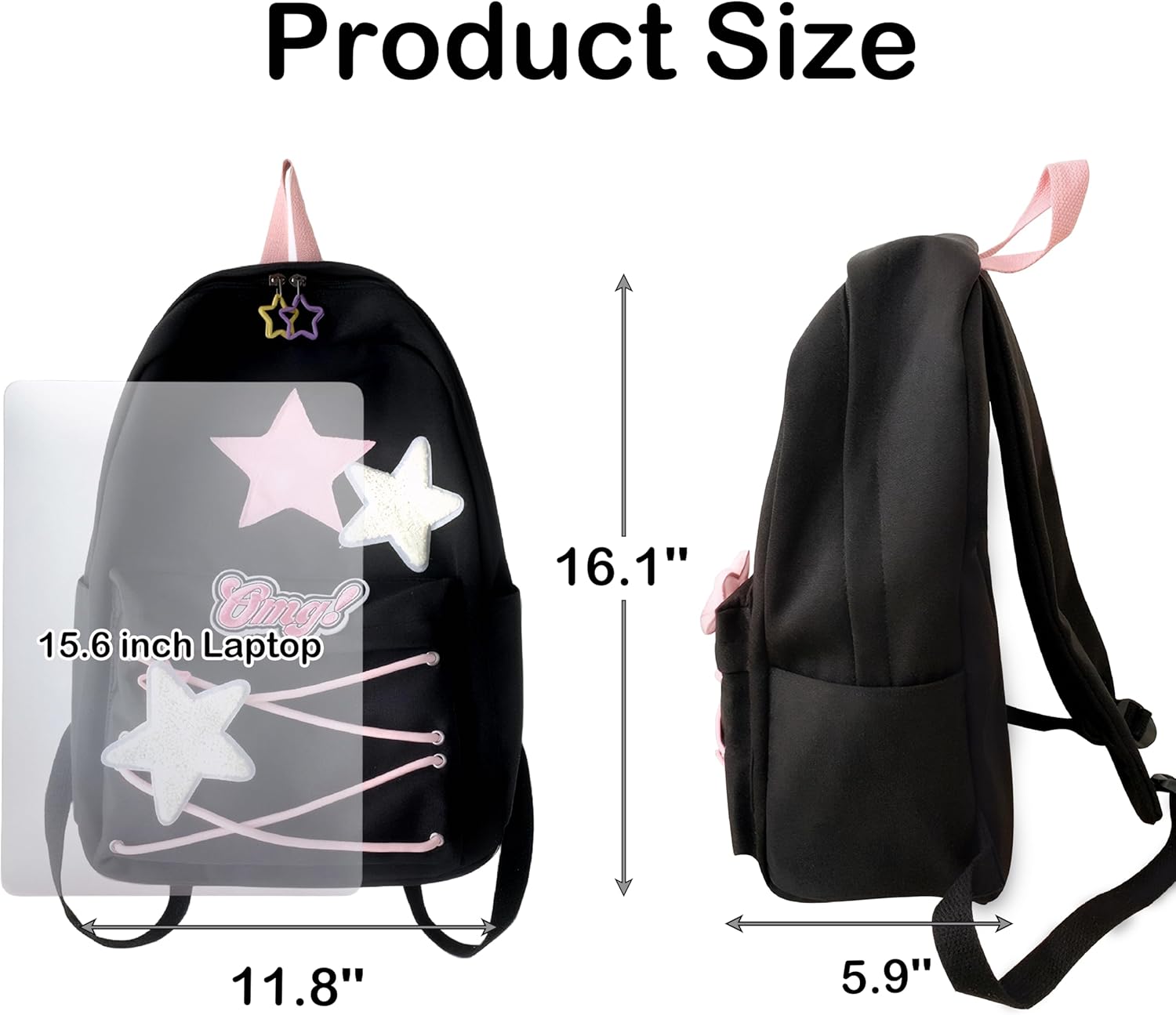 Y2K Backpack for Girls Cute Accessories Preppy Star Bookbag Kawaii Aesthetic Daypack Shoolbag Backpack - View 3
