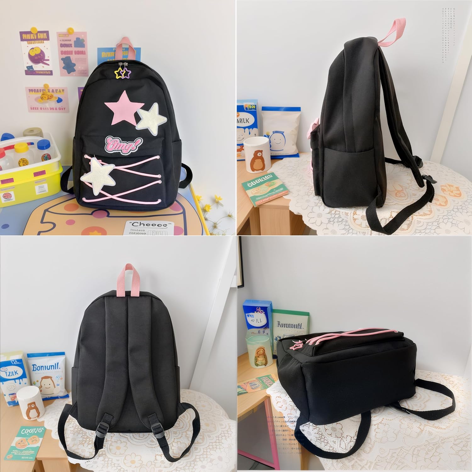 Y2K Backpack for Girls Cute Accessories Preppy Star Bookbag Kawaii Aesthetic Daypack Shoolbag Backpack - View 6