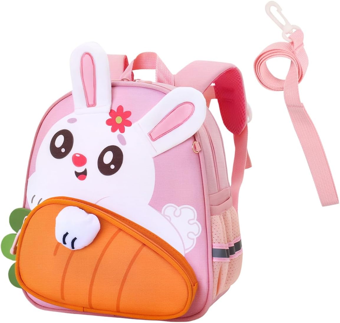 Toddler Backpack Kids Shoolbag for Girls with Leash Cute 3D Cartoon Preschool Kindergarten Bags (Pink)