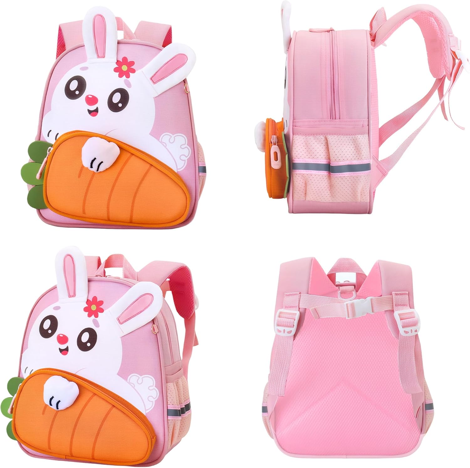 Toddler Backpack Kids Shoolbag for Girls with Leash Cute 3D Cartoon Preschool Kindergarten Bags (Pink) - View 3