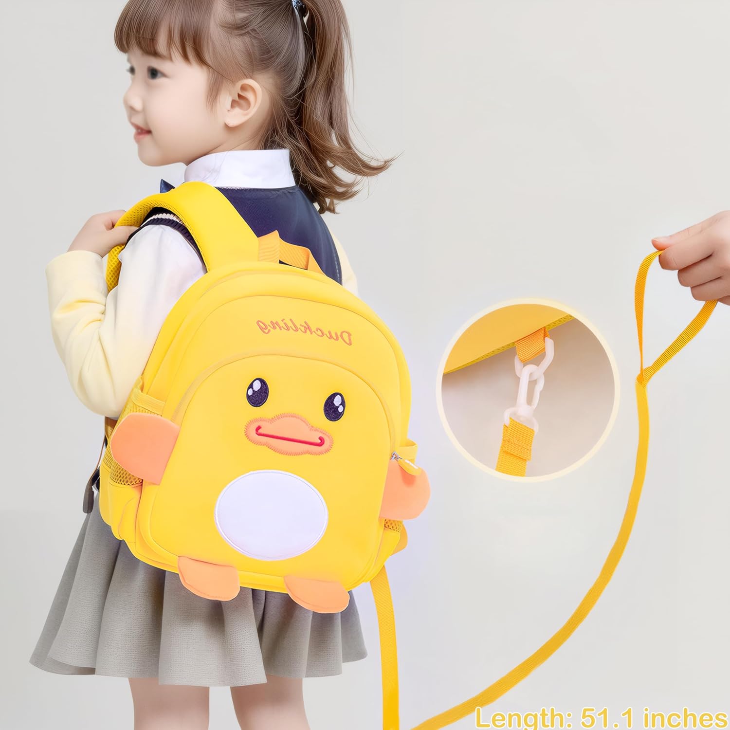 Toddler Backpacks for Boys Girls 2-4 Cute 3D Kids Duck Schoolbag with Baby Leash for Small Preschool Kindergarten Bookbag Cartoon Mini Travel Bags 10inch (Yellow) - View 6