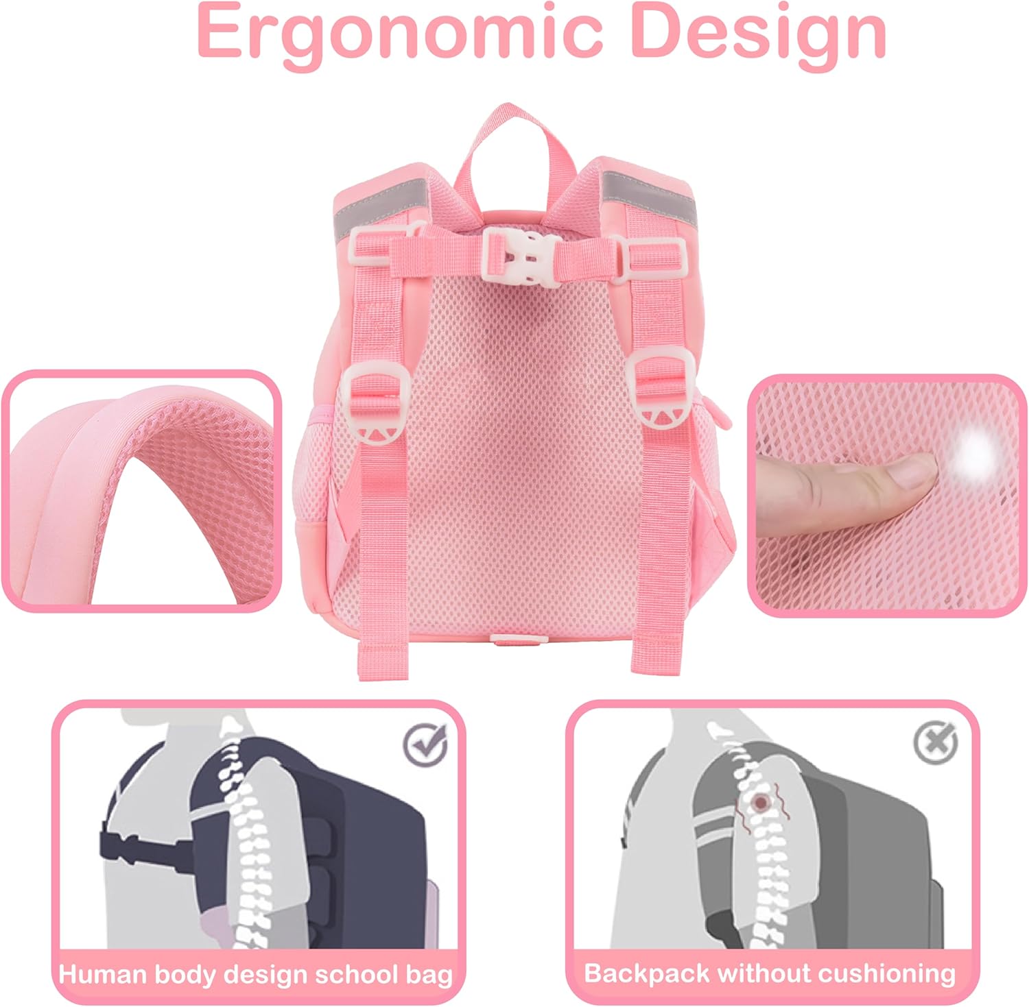 Toddler Backpacks for Boys Girls 2-4 Cute 3D Kids Bunny Schoolbag with Baby Leash for Small Preschool Kindergarten Bag (Pink Bunny) - View 5