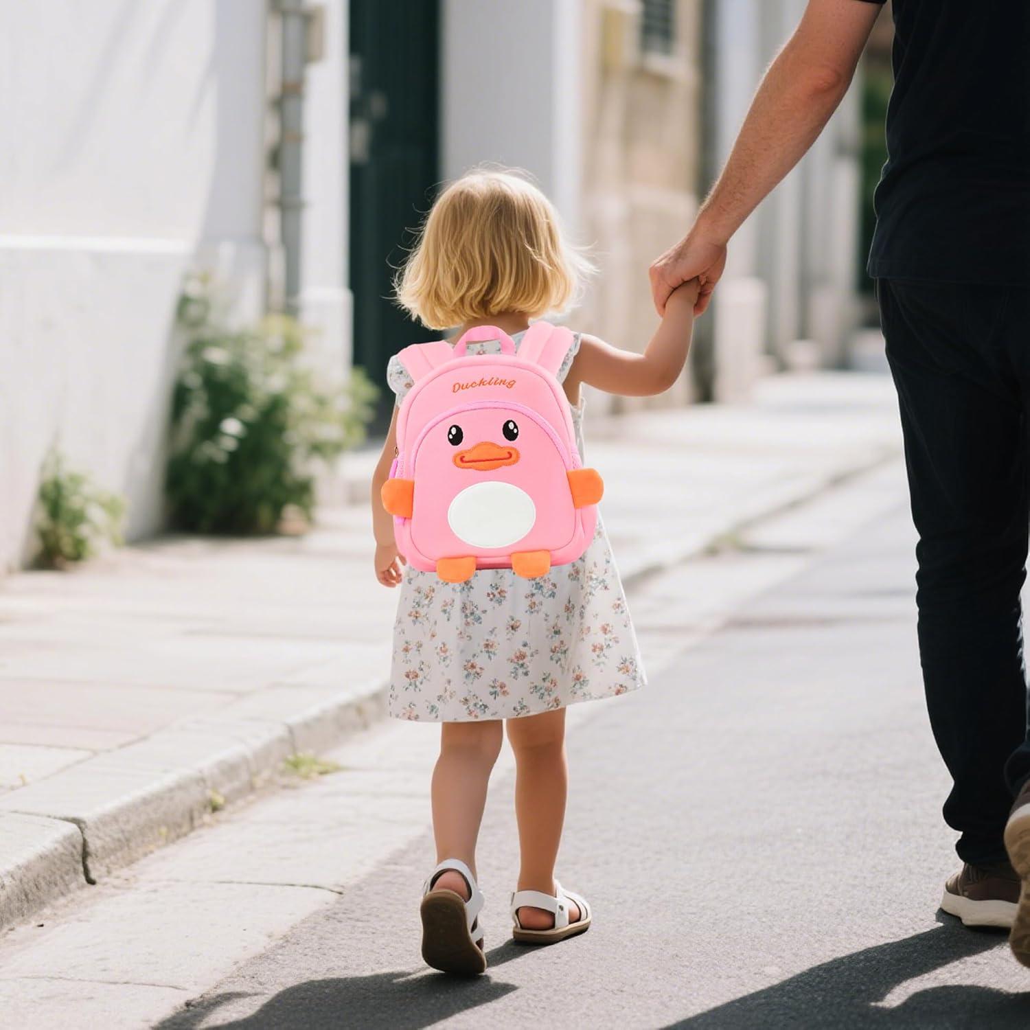Toddler Backpacks for Girls 2-4 Cute 3D Kids Duck Schoolbag with Baby Leash for Small Preschool Kindergarten Bookbag Cartoon Mini Travel Bags 10inch (Pink) - View 4