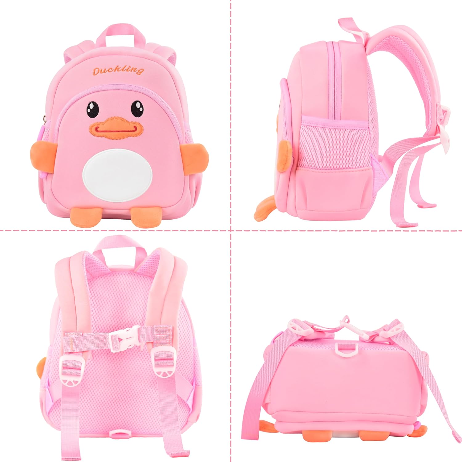 Toddler Backpacks for Girls 2-4 Cute 3D Kids Duck Schoolbag with Baby Leash for Small Preschool Kindergarten Bookbag Cartoon Mini Travel Bags 10inch (Pink) - View 8