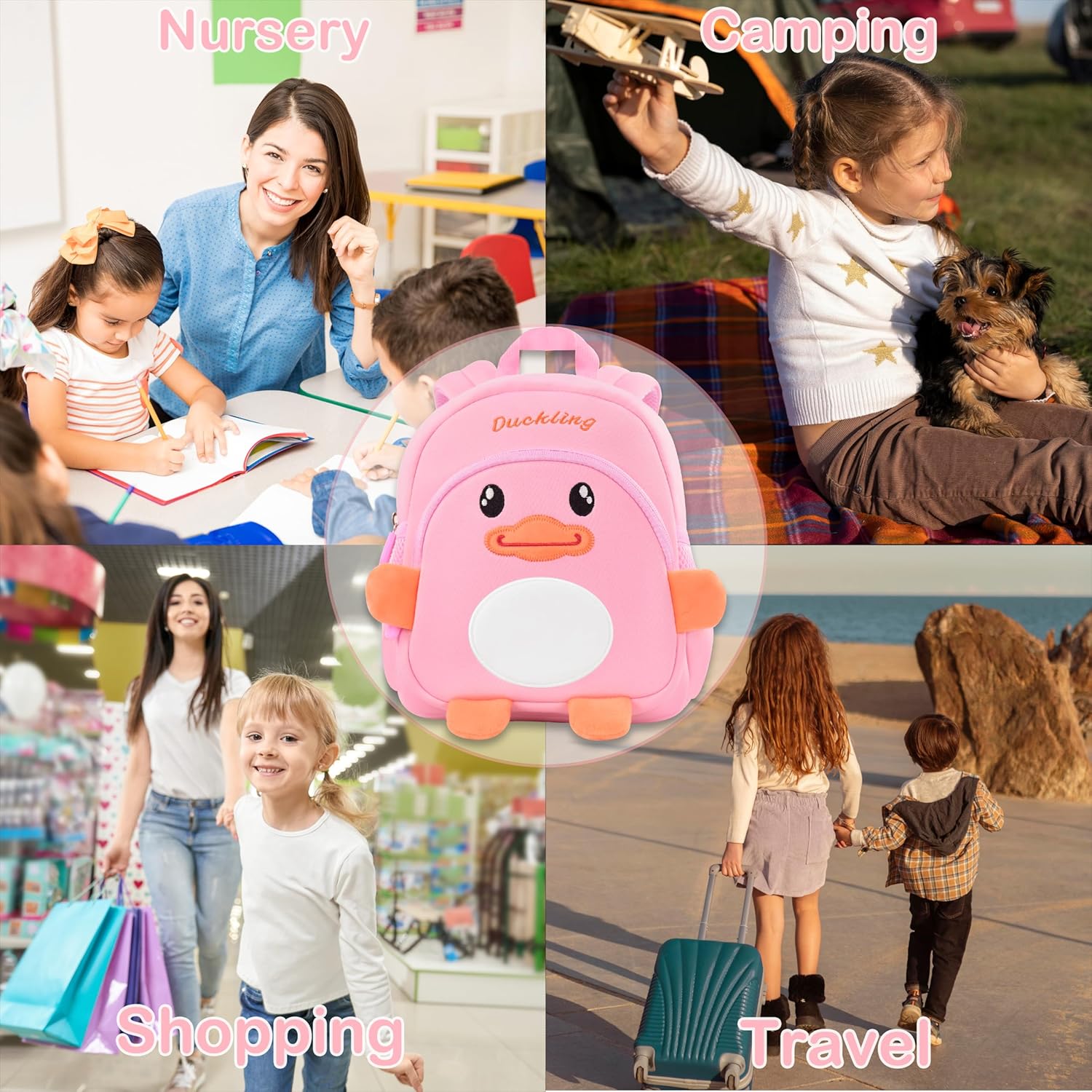 Toddler Backpacks for Girls 2-4 Cute 3D Kids Duck Schoolbag with Baby Leash for Small Preschool Kindergarten Bookbag Cartoon Mini Travel Bags 10inch (Pink) - View 9