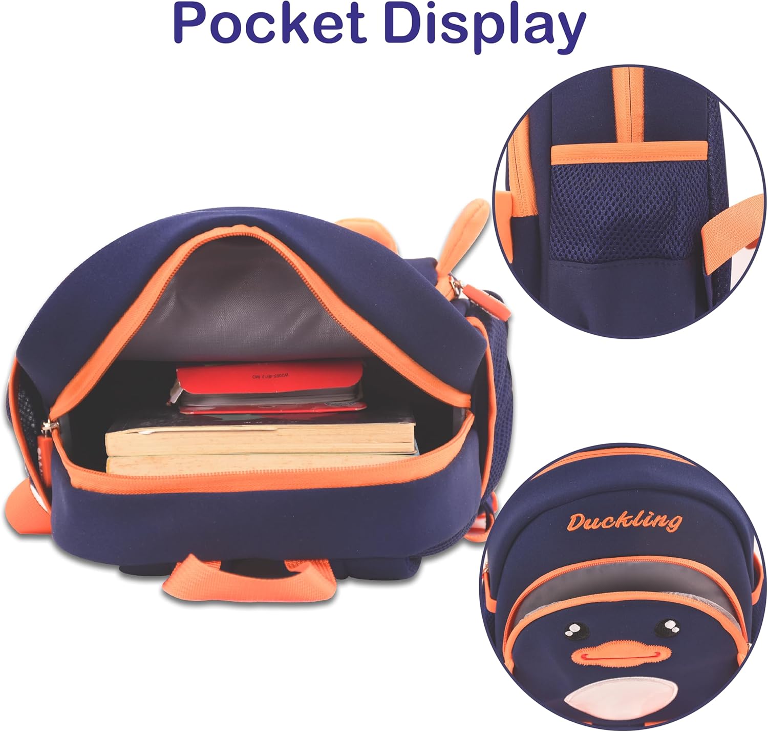 Toddler Backpacks for Boys 2-4 Cute 3D Kids Duck Schoolbag with Baby Leash for Small Preschool Kindergarten Bookbag Cartoon Mini Travel Bags 10inch (Dark Blue) - View 2