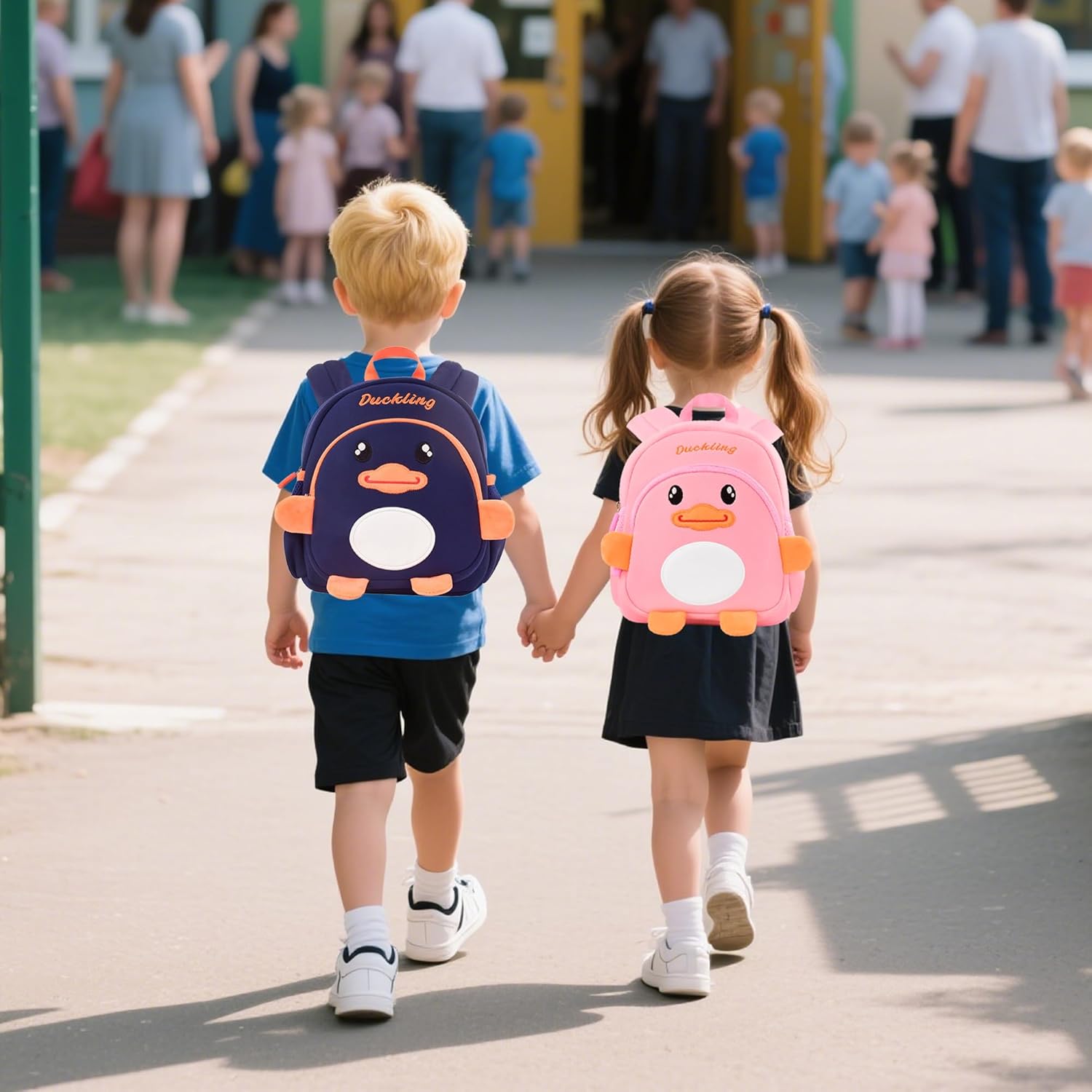 Toddler Backpacks for Boys 2-4 Cute 3D Kids Duck Schoolbag with Baby Leash for Small Preschool Kindergarten Bookbag Cartoon Mini Travel Bags 10inch (Dark Blue) - View 3