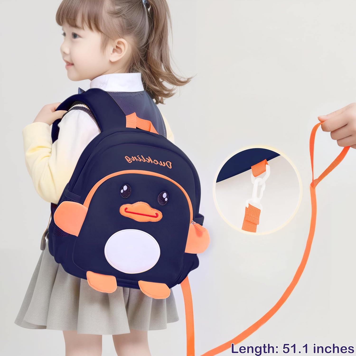 Toddler Backpacks for Boys 2-4 Cute 3D Kids Duck Schoolbag with Baby Leash for Small Preschool Kindergarten Bookbag Cartoon Mini Travel Bags 10inch (Dark Blue) - View 5