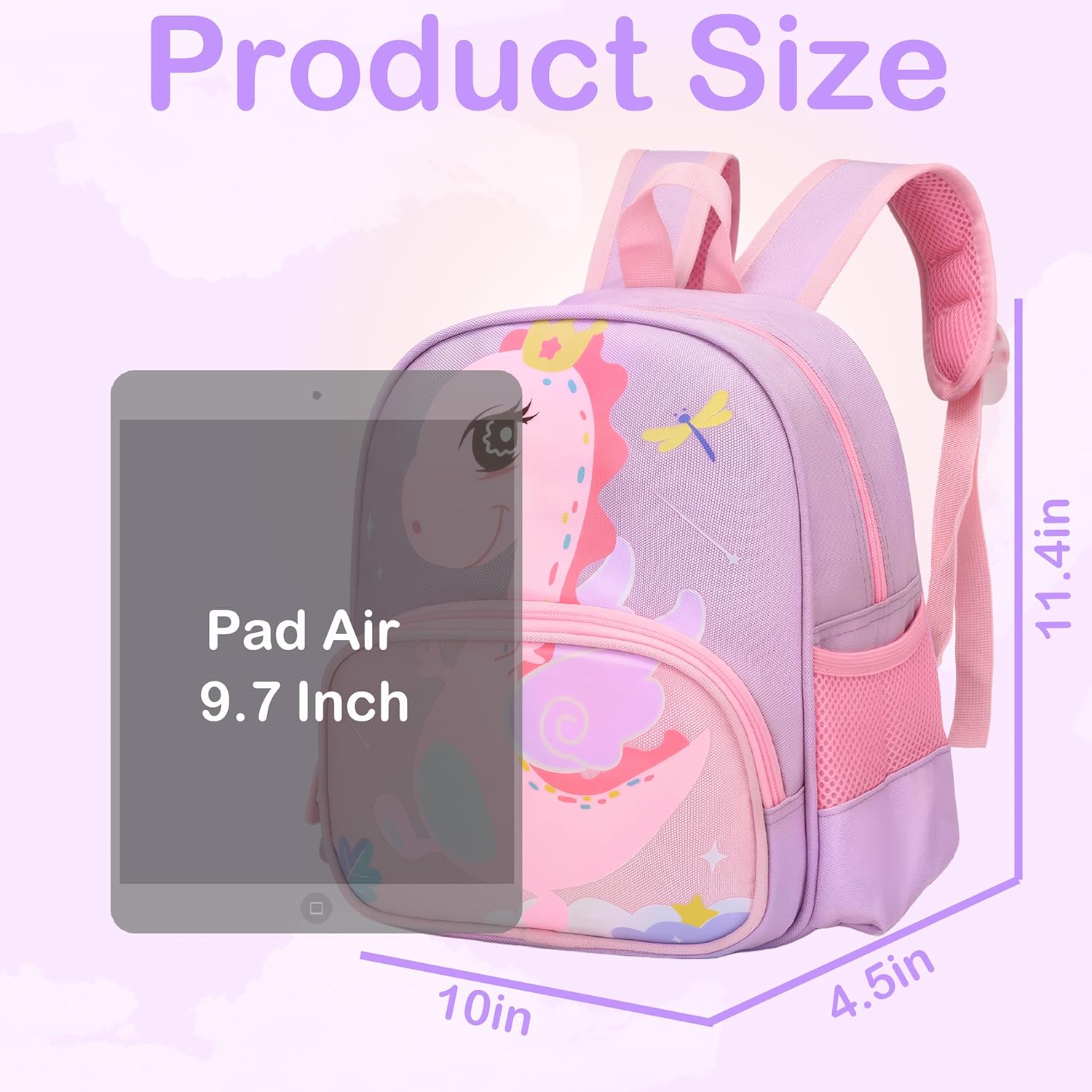 Cute Toddler Backpack Preschool Dinosaur Schoolbag for 2-6 Girls Kindergarten Children Travel Bookbag (Purple) - View 5
