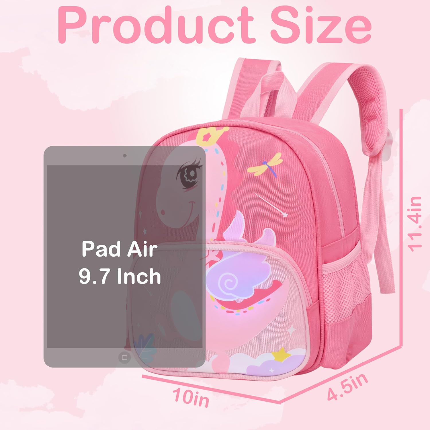 Cute Toddler Backpack Preschool Dinosaur Schoolbag for 2-6 Girls Kindergarten Children Travel Bookbag (Pink) - View 6