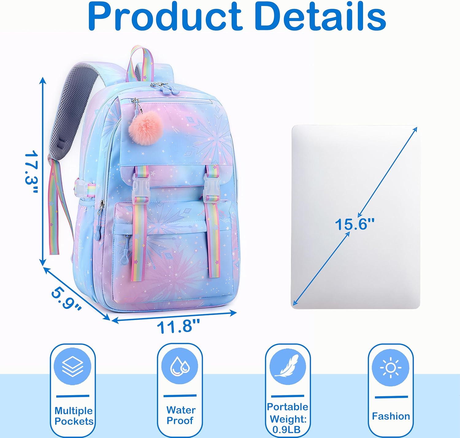 Kids Backpack for Girls School Schollbag for Middle Elementary Teens Childs Bookbag Back to School Bag - View 6