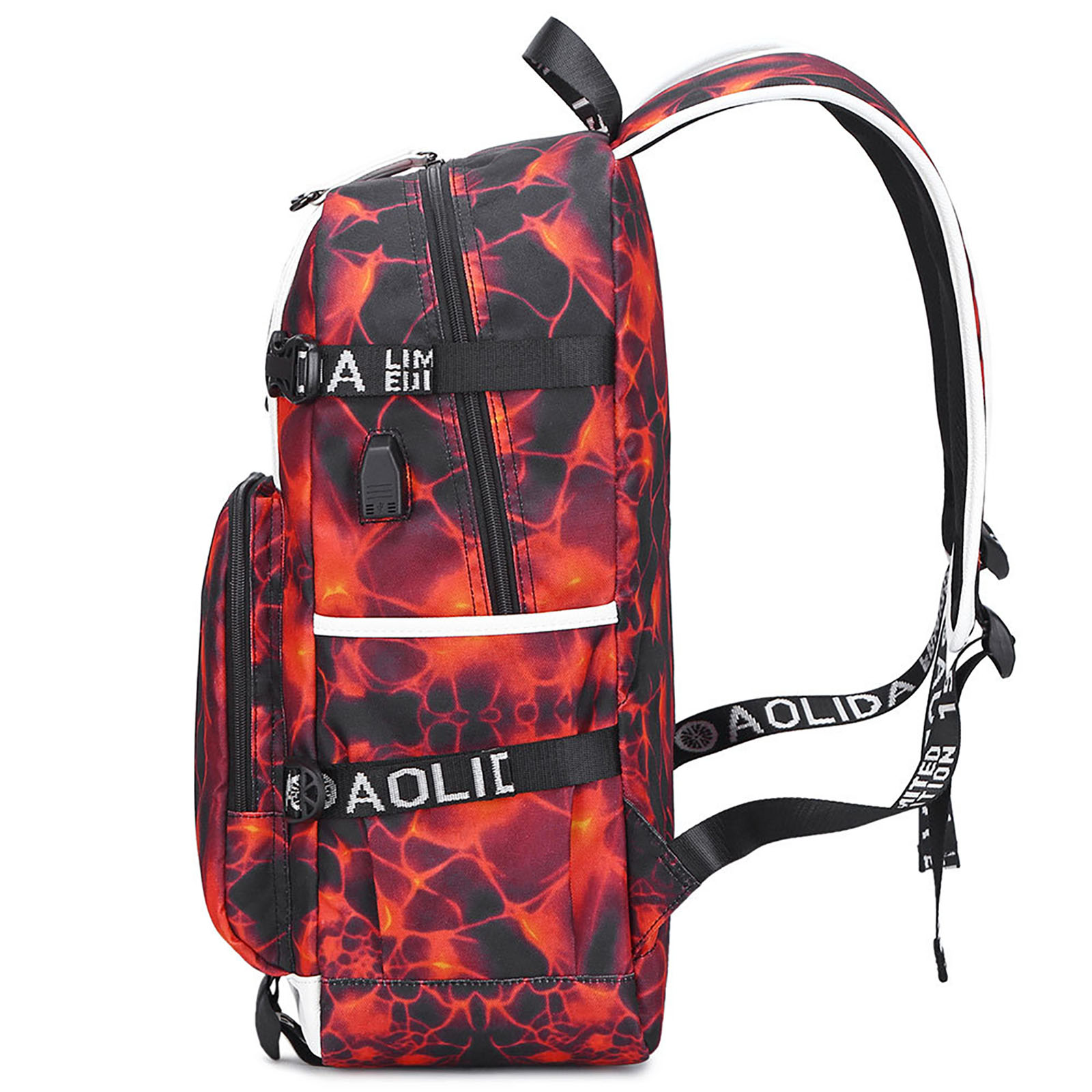 One Piece Luffy Casual Backpack with USB Interface Laptop Backpack Red Large Capacity Fashion Bookbag - View 4