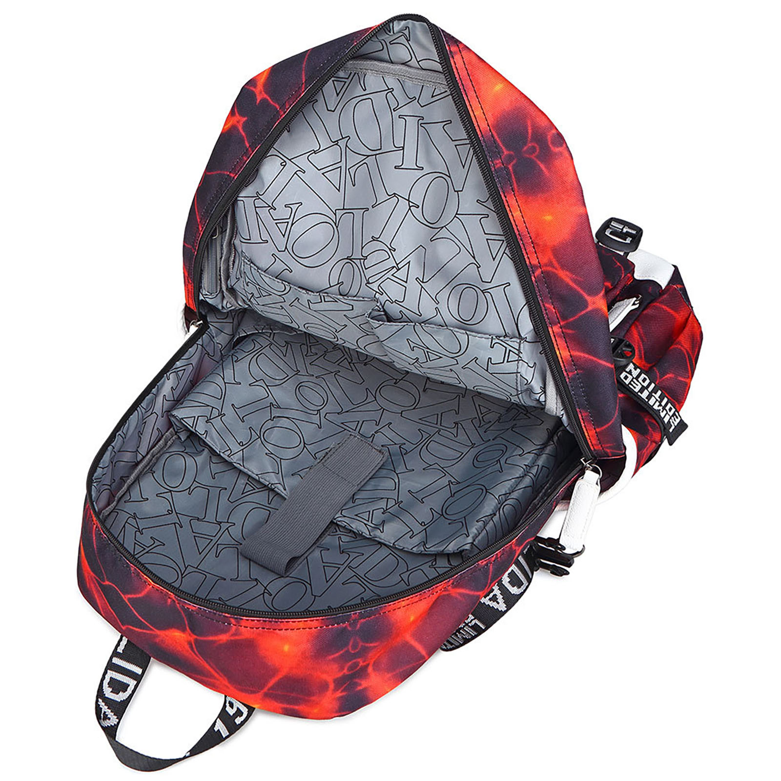 One Piece Luffy Casual Backpack with USB Interface Laptop Backpack Red Large Capacity Fashion Bookbag - View 4