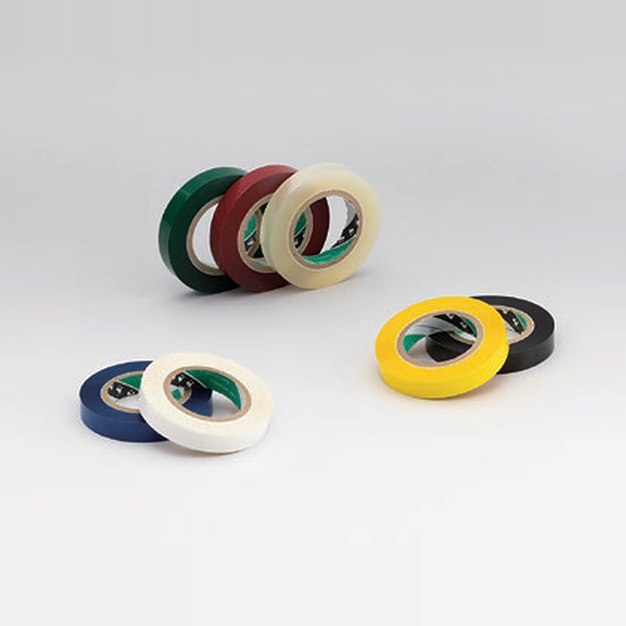 Group of polyester electrical tape rolls in green, red, yellow, blue and white, No.631S