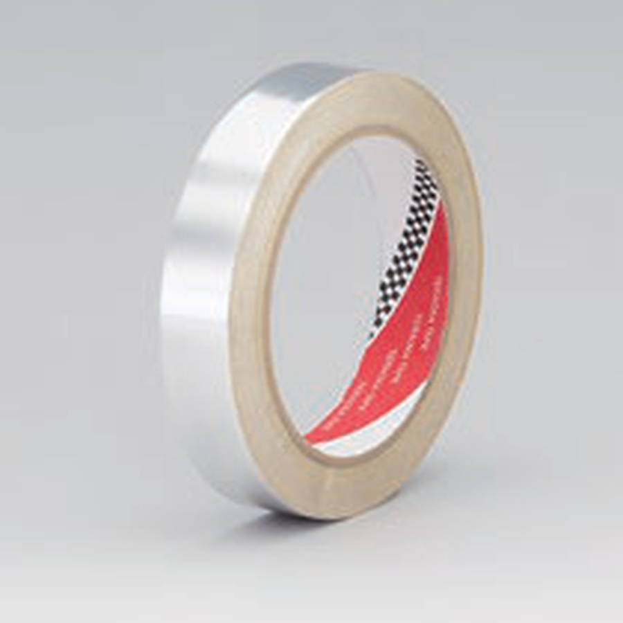 Roll of silver aluminium foil tape with printed inner core, No.833